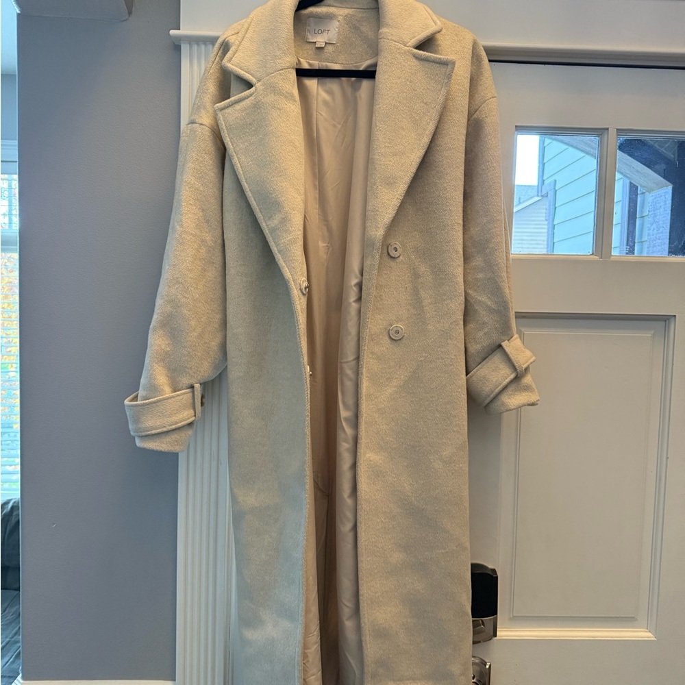 LOFT Cream Wool Blend Coat